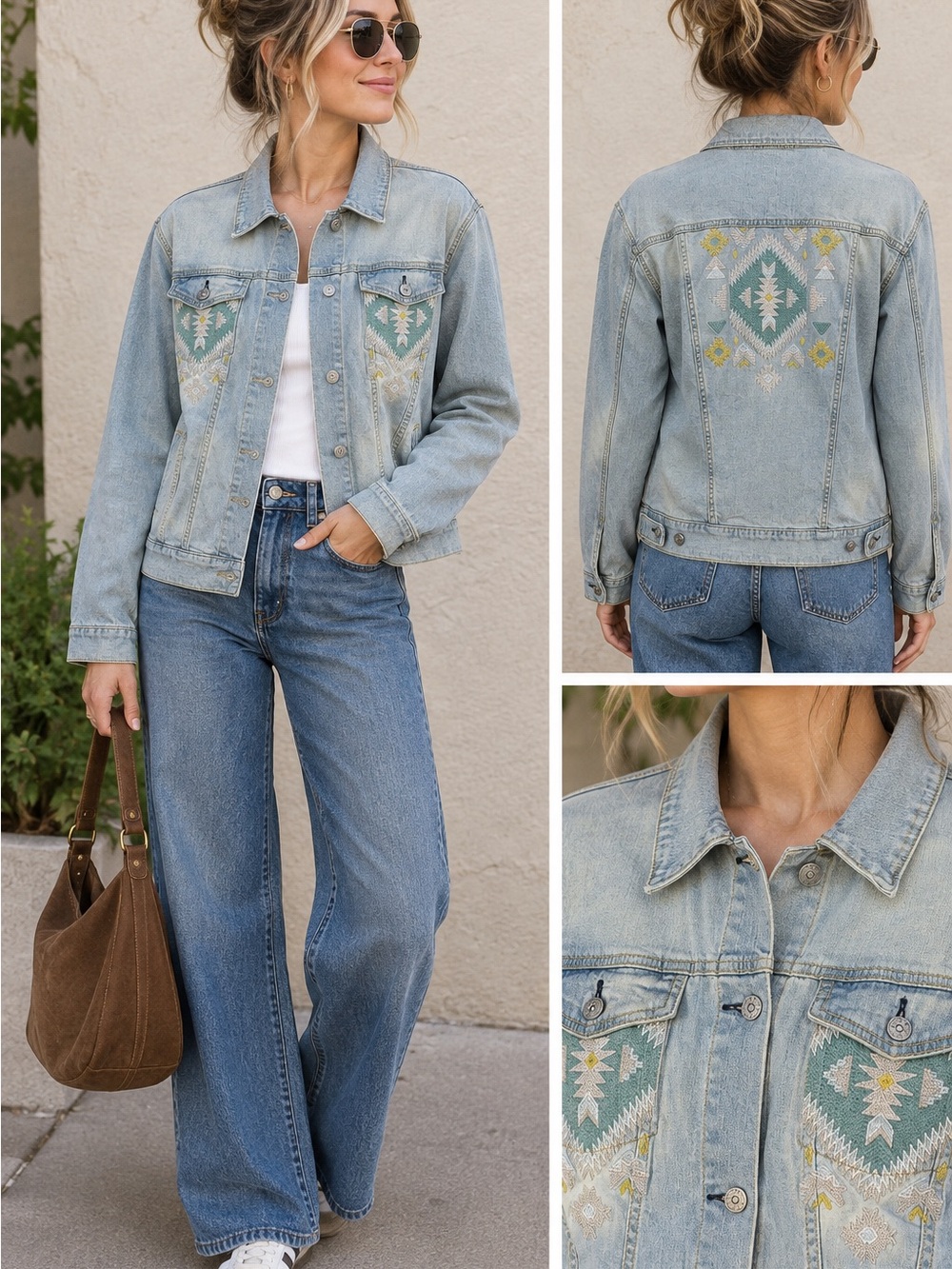 LuLaRoe Light Blue Embroidered Denim Jacket